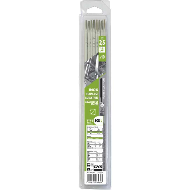 10 Électrodes inox 308L Ø 2,5 GYS 082328