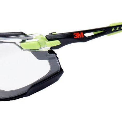 Lunettes 3M™ Solus™ 1000 traitement Scotchgard™ - Branches Vert/Noir - Joint amovible Transparent