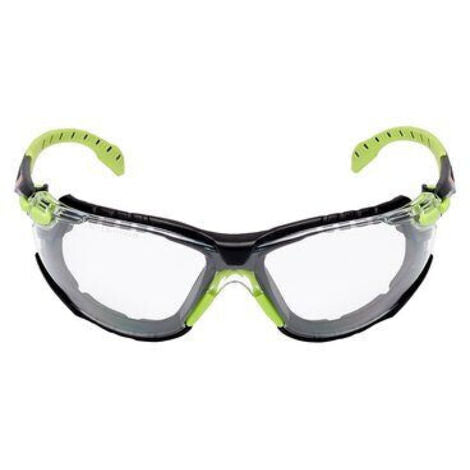 Lunettes 3M™ Solus™ 1000 traitement Scotchgard™ - Branches Vert/Noir - Joint amovible Transparent
