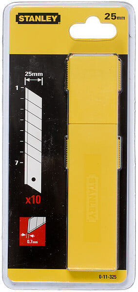 Lames de cutters STANLEY 25mm - distributeur 10 lames 0-11-325