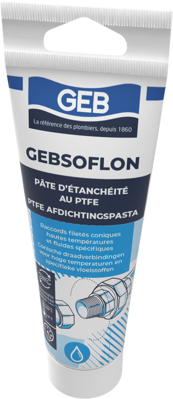 Pâte d'étanchéité au PTFE GEB GEBSOLFLON pour raccords filetés coniques 125g