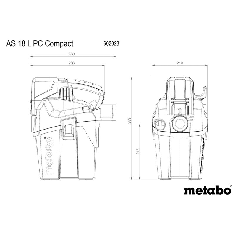 Aspirateur sans fil 18V AS 18 L PC Compact METABO Pick+Mix (sans batterie ni chargeur)