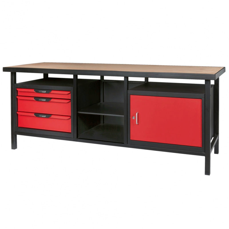 Etabli professionnel d'atelier 1 porte et 3 tiroirs, L.2m - KS TOOLS - 865.0210