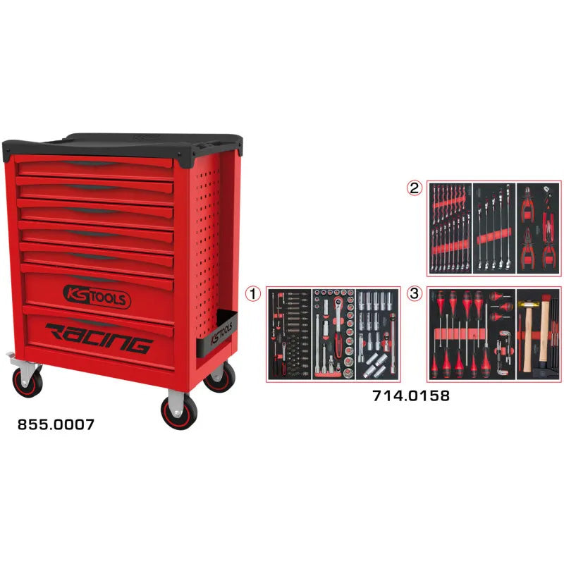 Servante RACING 7 tiroirs équipée de 158 outils - KS TOOLS - 855.7158