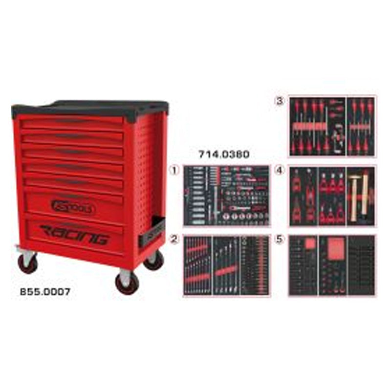 Servante RACING 7 tiroirs équipée de 384 outils - KS TOOLS - 855.7380