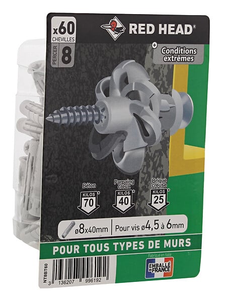 NT8BT60 - Boîte blister de 60 chevilles