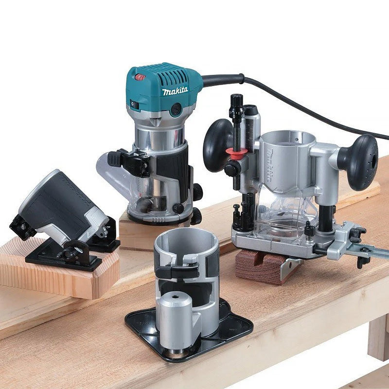 Pack affleureuse-défonceuse MAKITA RT0702CX3J + coffret fraises D-53540