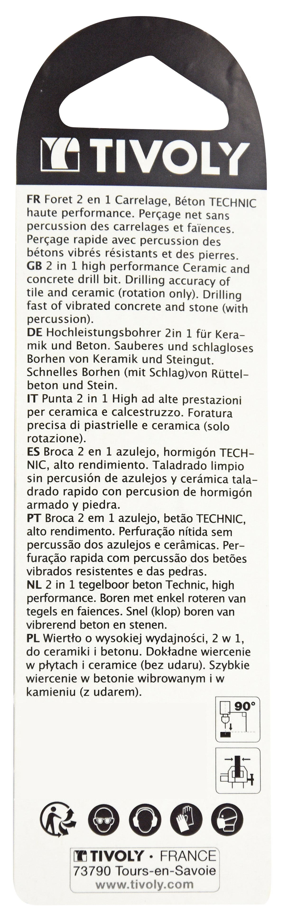 Tivoly 1 Foret Béton-Carrelage 2 en 1 Technic, Rouge, Ø 6 mm