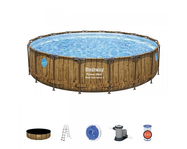 BESTWAY - Piscine tubulaire Power Steel - Ronde - D549xH122cm