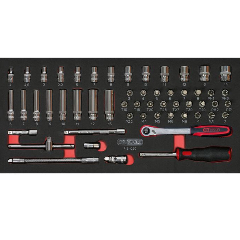 Composition d'outils 3 tiroirs pour servante, 158 pièces - KS TOOLS - 714.0158