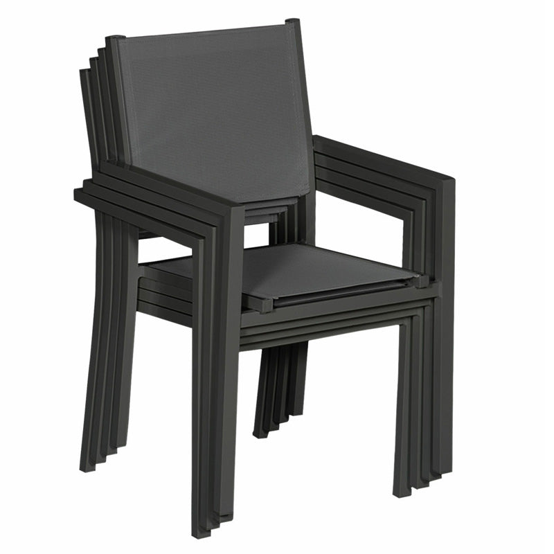 Pack de 5 chaises Jean - 56,5 x 60 x 90 cm - aluminium & textile - anthracite