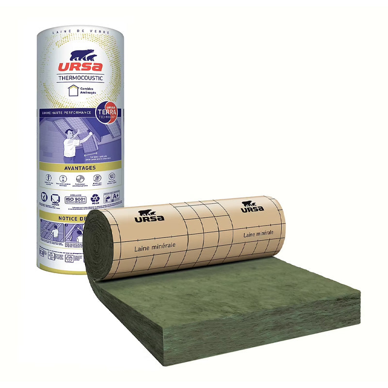 Panneau roulé laine de verre URSA Thermocoustic pour combles aménagés 4m x 1,2m x 16cm