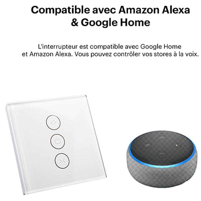 Pack de 3 interrupteurs pour volet roulant WiFi connectés encastrables