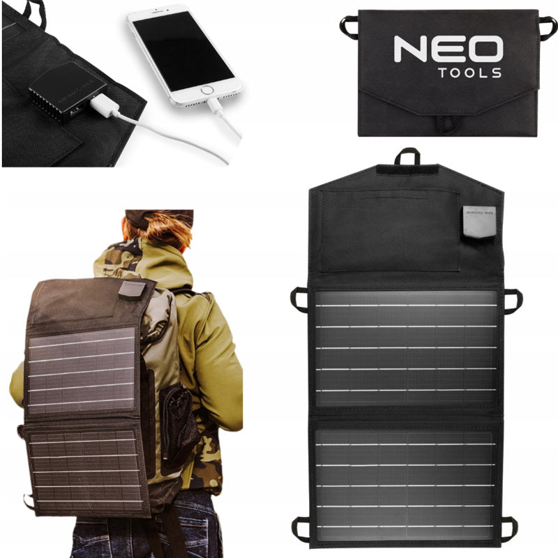 Panneau solaire portable 15W, chargeur solaire - NEO TOOLS - 90-140