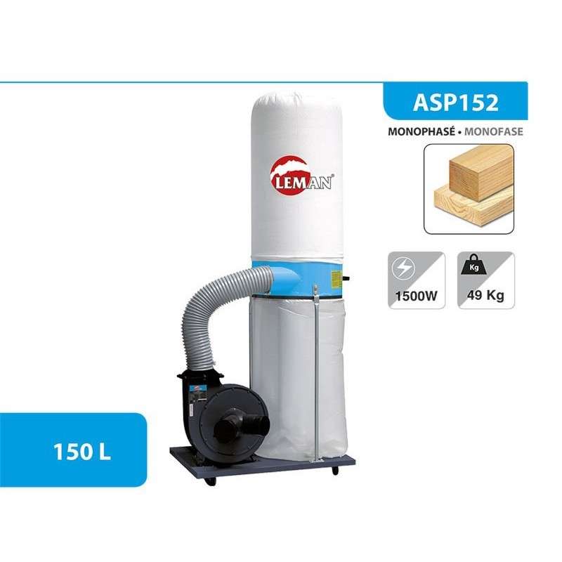 Aspirateur d'atelier à bois 150 litres - LEMAN - ASP152
