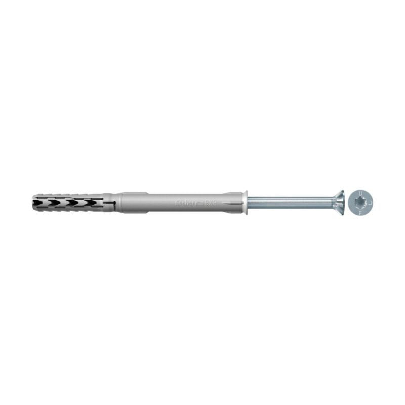 Boite de 50 chevilles rallongées SXR 10x100 T FISCHER 46264 (avec vis tête fraisée en acier électrozingué)