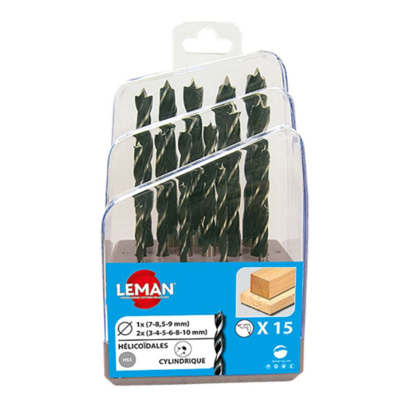 Coffret - LEMAN - 15 forets hélicoïdaux bois