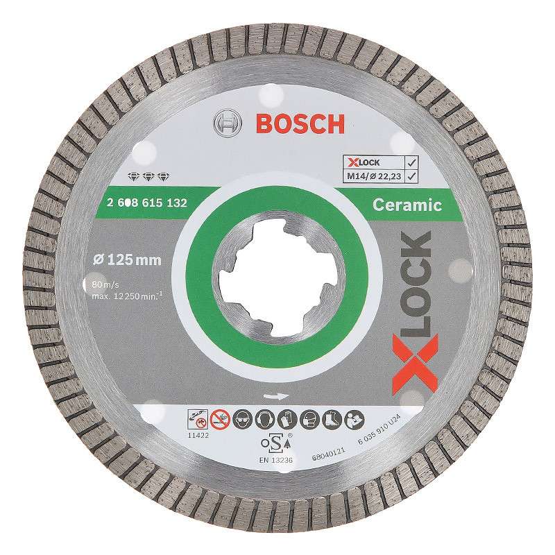 Disque à tronçonner diamanté BOSCH Professonal X-LOCK Best for Ceramic Extra Clean Turbo Ø 125x22,23x1,4x7