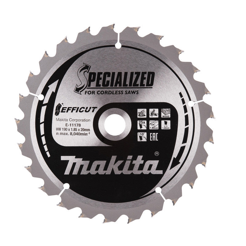 Lame de scie circulaire MAKITA E-11178 , T.C.T Efficut, 190 x 20 mm, 25 dents, pour bois
