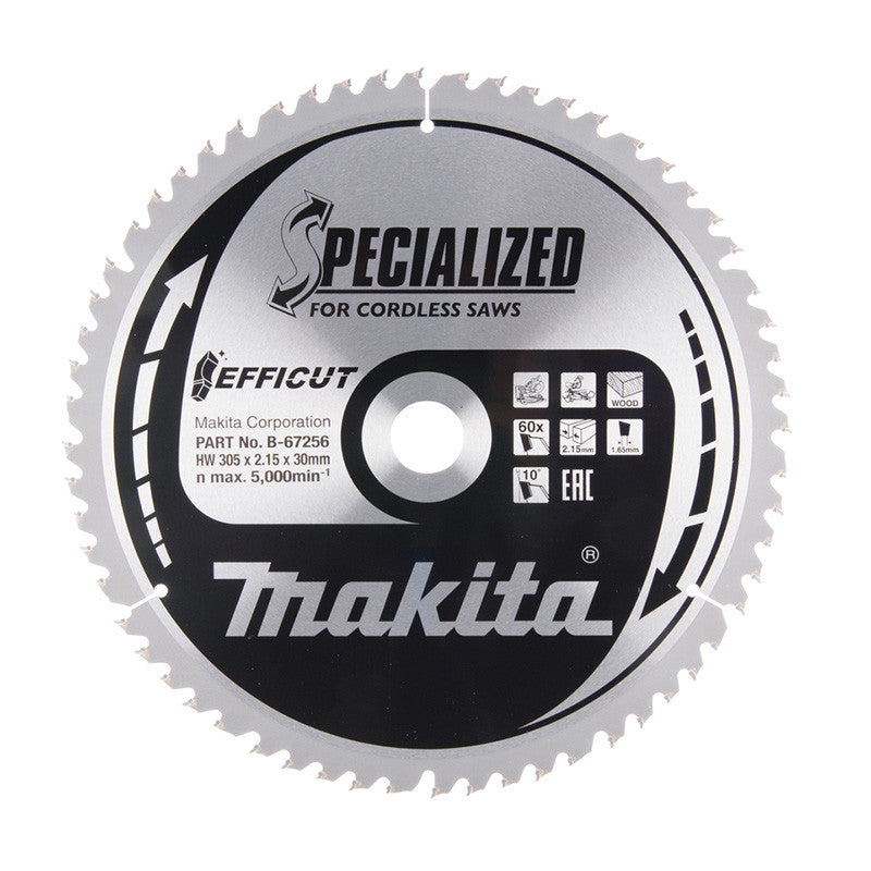 Lame TCT EFFICUT pour scies circulaires MAKITA B-67256 305x30mm, 60 dents, pour le bois