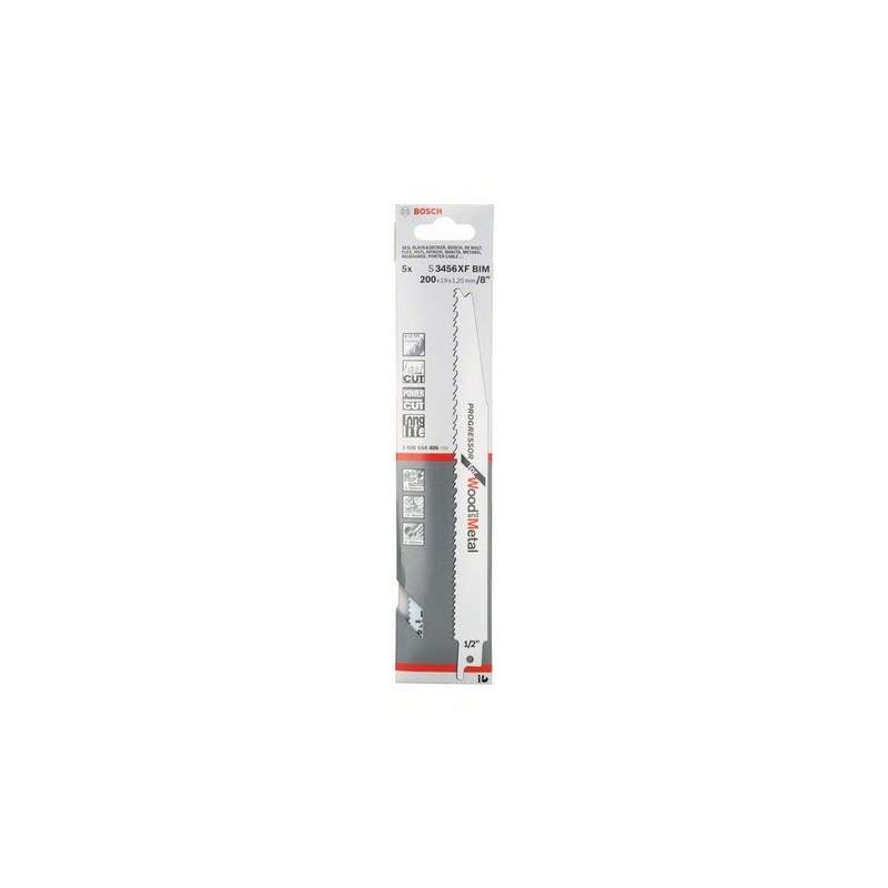 Lot de 5 lames de scie sabre S 3456 XF BOSCH 2608654406 pour bois et métal