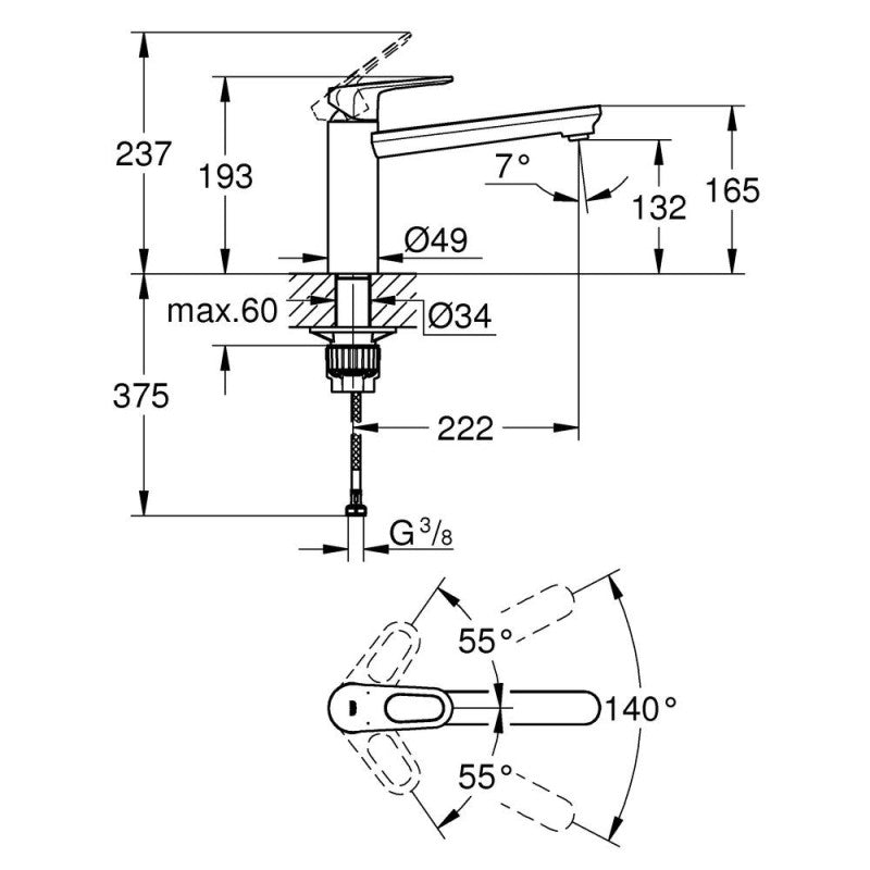 Mitigeur évier START FLOW GROHE 31691000 bec droit - chrome