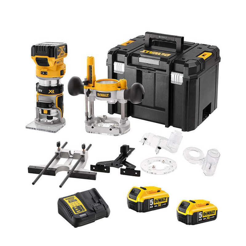 Affleureuse défonceuse XR 18V 5Ah Li-Ion Brushless 8 mm DCW604P2-QW