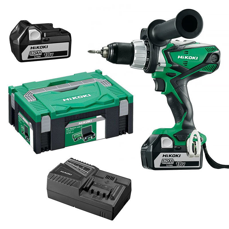 Perceuse visseuse à percussion 18V HIKOKI DV18DSDLWPZ 2 x 5,0Ah Li-ion