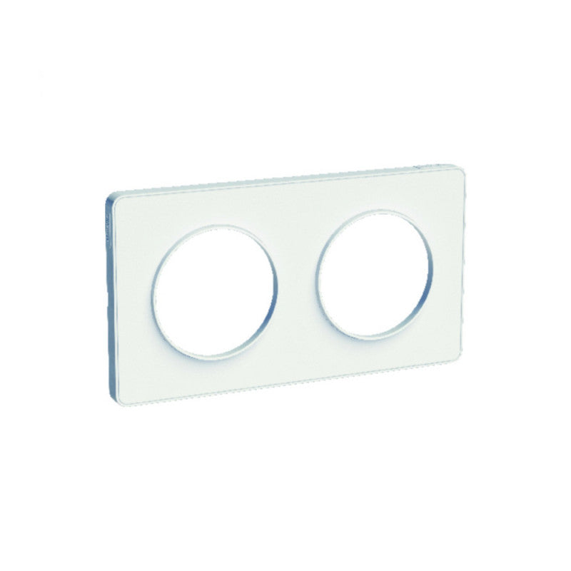 Plaque de finition clipsable SCHNEIDER touch S520804KW - 2 postes - entraxes Ø 71 mm - blanc