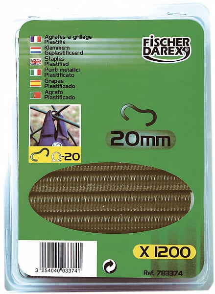 Agrafes à grillage plastifiées - Plastique - 20mm - 1200 pièces