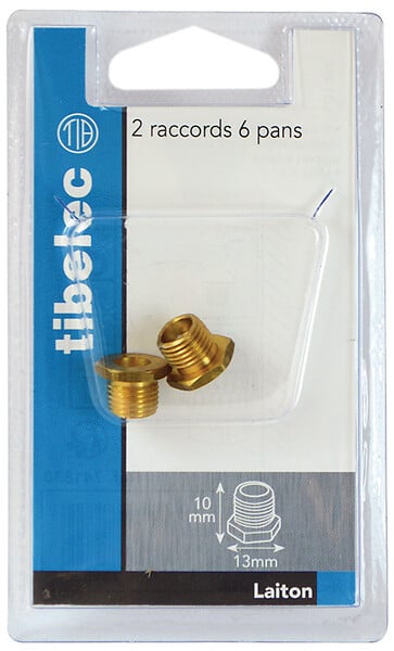 741830 - Lot de 2 raccords laiton 6 pan