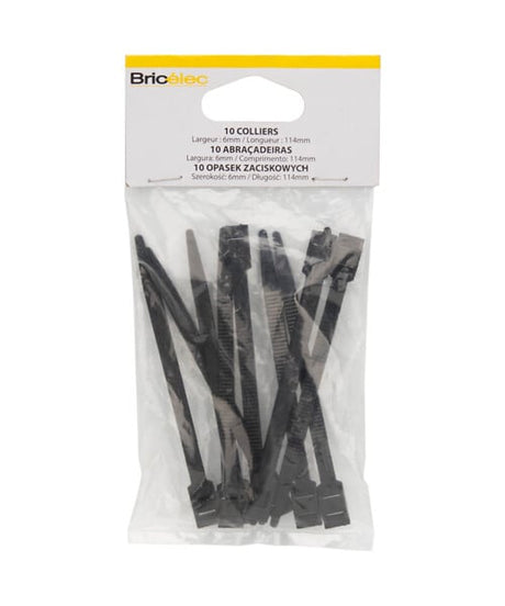 10 colliers de serrage, largeur 6 mm, longueur 114mm Noir BRICELEC