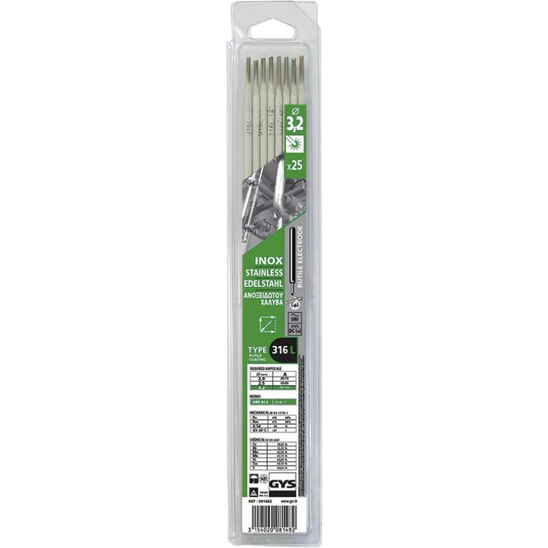 25 électrodes 316L Inox Ø 3.2 GYS 081482