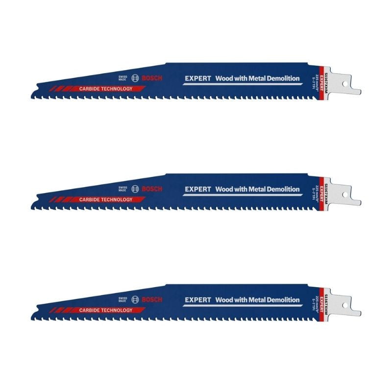3 Lames scie sabre BOSCH EXPERT 2608900399 Carbure Démolition Bois et Métal 225mm