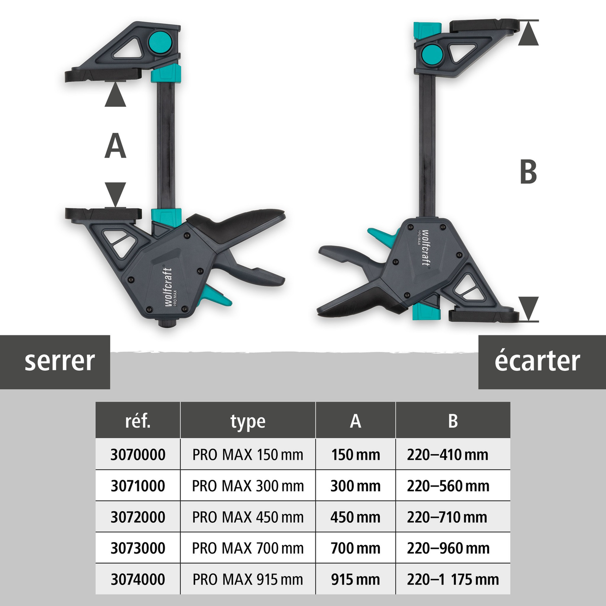 Serre joint 1 main PRO MAX 150mm - WOLFCRAFT - 3070000