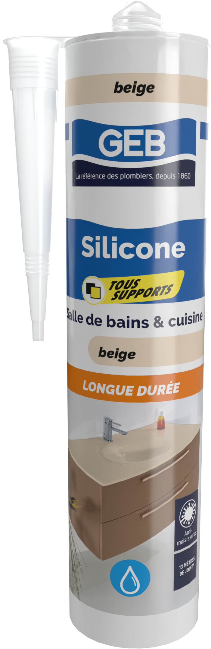 Silicone tous supports - GEB - 890711 - Beige - Cartouche 280 ml
