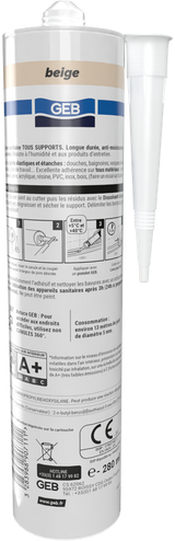 Silicone tous supports - GEB - 890711 - Beige - Cartouche 280 ml
