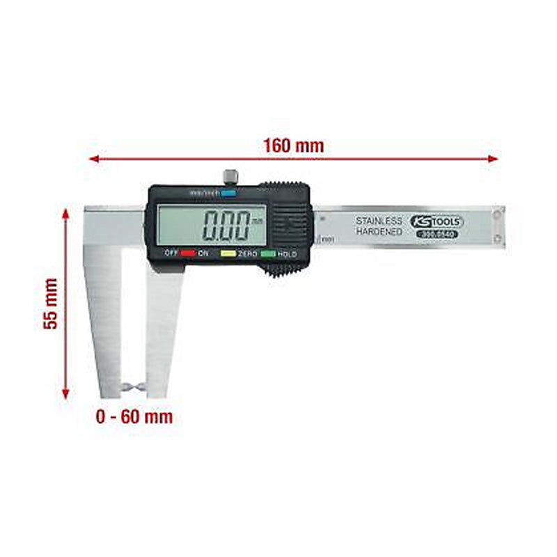 Pied à coulisse en inox digital pour disques de frein, 0-60 mm  - KS TOOLS - 300.0540