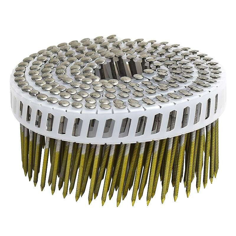 6300 Pointes bombée inox A4 45 x 2.5mm NORFIX NFX11533 annelé 16° en rouleau liaison plastique