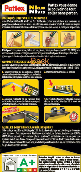 1651001 - Colle fixation Ni clou Ni vis