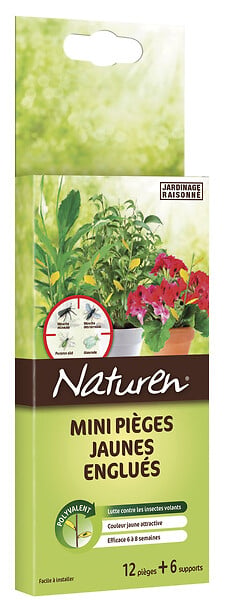 Mini-pièges jaunes pour plantes de la maison et balconnières x12