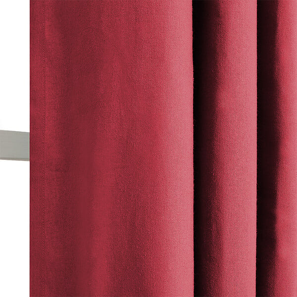 Rideau avec oeillets - Tamisant - Coton - Rouge - 140x240cm