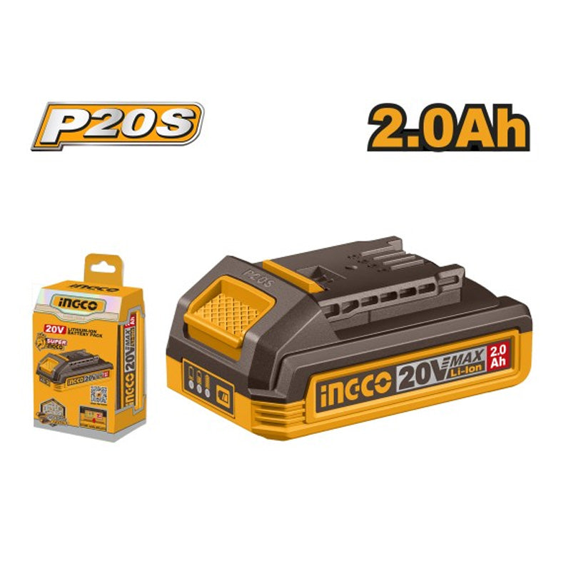 Batterie Lithium-ion 20V 2.0 Ah avec indicateur de charge P20S - INGCO - FBLI2001