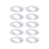 x10 Encastré Calla LED orientable 30° - Paulmann - D90mm - 5,2W - 598lm - 4000K - grad - 230V - BBC/IP65 - Lot de 10