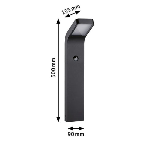 Borne lumineuse Kulma avec détecteur de mouvement Extérieur - Paulmann - 94747 - 230V -  7,5W - 1000lm - 3000K - IP44 - Bord de mer