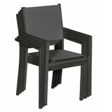 Pack de 5 chaises Jean - 56,5 x 60 x 90 cm - aluminium & textile - anthracite
