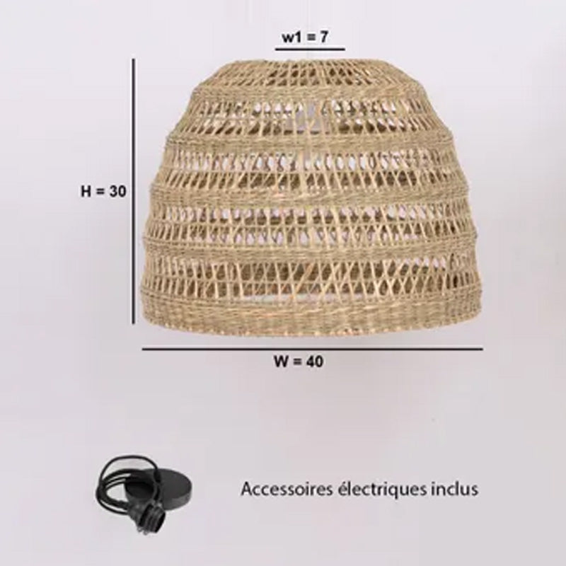 Abat-jour pour suspension Marin en herbes marines - diamètre 40 cm - marron