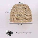 Abat-jour pour suspension Marin en herbes marines - diamètre 40 cm - marron