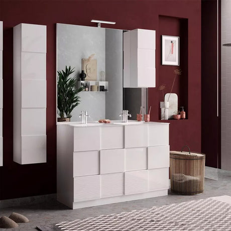 Meuble salle de bain sur pieds ARREDOBAGNO CAMPANELLI 3 tiroirs + double vasque 120cm