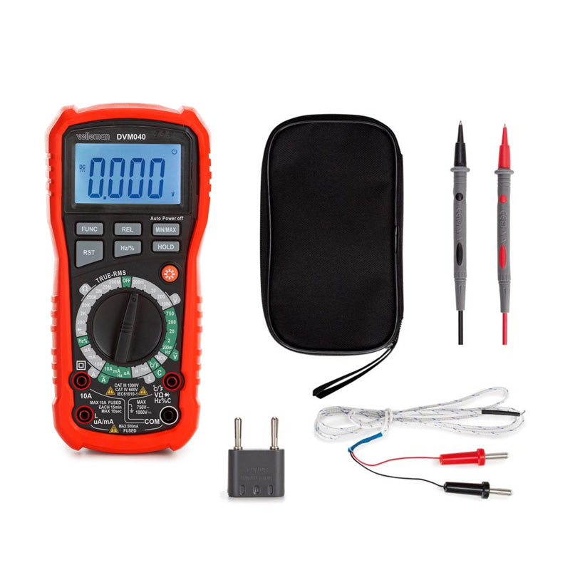 Multimètre numérique VELEMAN industriel antichoc à valeur efficace vraie - CAT III - 1000 V / CAT IV - 600V - 11 fonctions DVM040